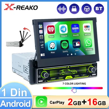 X-REAKO 1 DIN Carplay Автомобилен Мултимедиен Плейър на Андроид 10 Автомобилното Радио Аудио USB FM BT MirrorLink 1Din Ръчен Плъзгащ се Екран