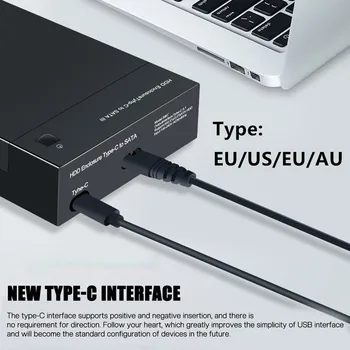 Нов корпус на твърдия диск USB-C-SATA 3,5-инчов USB3.1, с многофункционален основание за твърдия диск на 10 Gbit /с, вграден източник на захранване