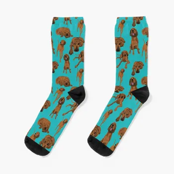 Чорапи Redbone Coonhound on тюркоаз от родителски дизайнер, обичай топли зимни чорапи дамски мъжки