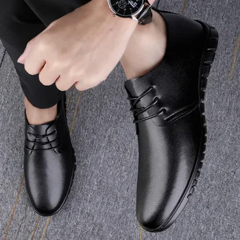 Марковите Мъжки Обувки-Oxfords В Британския Стил, Мъжки Бизнес Официалната Обувки От Естествена Кожа, Модел обувки, Мъжки Меки Лоферы На Равна подметка най-високо Качество