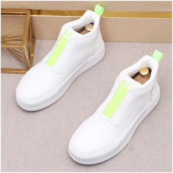 Висококачествена мъжка марка дизайнерски ежедневни обувки на равна подметка, на платформа, бели мъжки маратонки Walk Rock, Sapatos Тенис Masculino