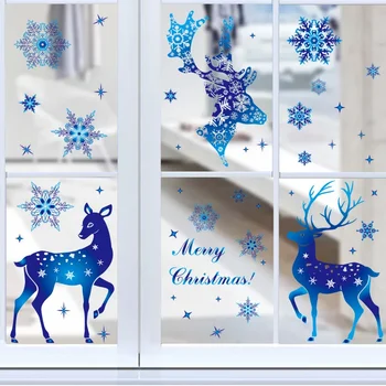 Коледна Стикер за Стъкло във формата На Лос, Снежинки, Стикери за Стена, Коледни Украси за Дома, Детски Стаи, Коледни Стикери, Нова Година
