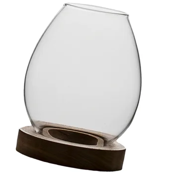 Конусен стъклен ветрозащитный притежателя, стойка, Прозрачна стойка, Дървени Прозрачен свещник