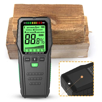 Индуктивен измерване на влажност на дървесина, неинвазивен влага, цифров стенен монтаж сензор за влажност на въздуха, LCD дисплей за дървен материал в бетона на сградата