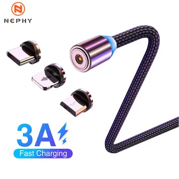 Led Магнитен кабел USB Type C SFC за Huawei 3A Бързо Зареждане за iPhone Xiaomi Samsung OPPO Microusb Магнитен USB кабел за Android