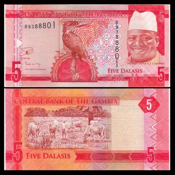 Оригинални Гамбийские 5 Даласи Стари хартиени пари UNC банкноти колекционерска стойност Не е валута