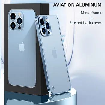 Луксозен калъф за телефон от метална рамка с творческата катарама във формата на морско конче, матирана прозрачна делото за iPhone 14 13 12 11 Pro Mini Max
