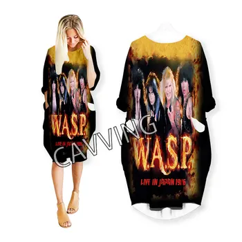 КАВВИНГ 3D принт W. A. S. P Rock Модни смешни ризи, костюми, топ в стил харадзюку, Дамски размери САЩ, женска пола, рокля с дълги ръкави U01