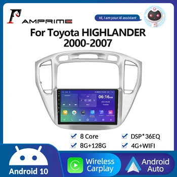 AMPrime 2din Android 11 Автомагнитола За Toyota Highlander 2000-2007 Мултимедиен Плейър GPS Navi Carplay Авторадио Стерео Главното Устройство