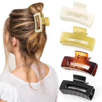 2022 Нов клип-нокът за жени Твърд Цветна пластмасова скоба за коса Голям размер Щипки за коса Скоба-нокът Раци Луксозни Аксесоари за коса Подарък