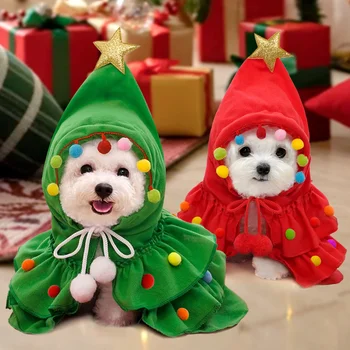 Коледно облекло за домашни любимци, в два цвята нос, есенно-зимна пелерина за домашни любимци, дрехи за преобличане куче на рамото, Празнични аксесоари на Едро