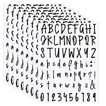 8 Листа самоклеящегося винил, набор от букви и цифри, Етикети с букви и цифри, букви 
